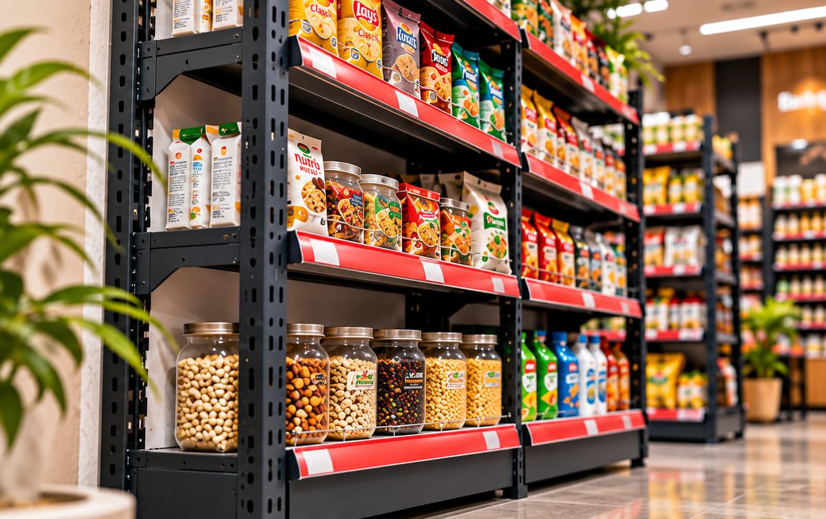 Adjustable display rack shelving for retail store