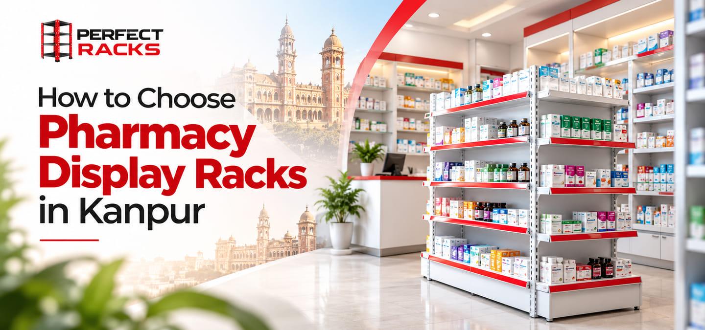 Pharmacy display racks in Kanpur for a medical shop